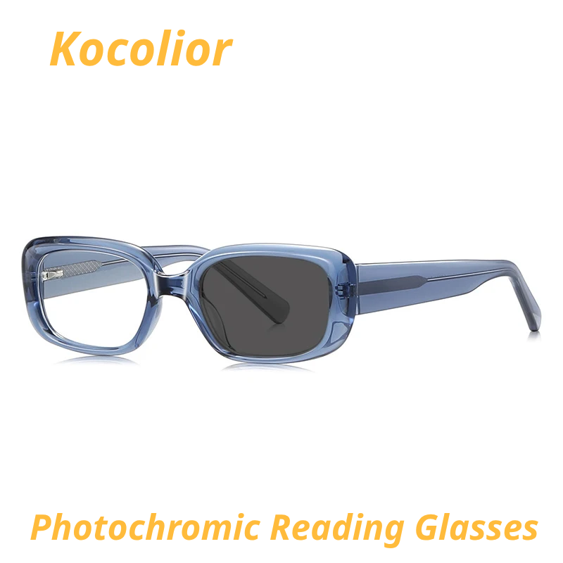 Kocolior Unisex Full Rim Square Acetate Photochromic Reading Glasses 412241