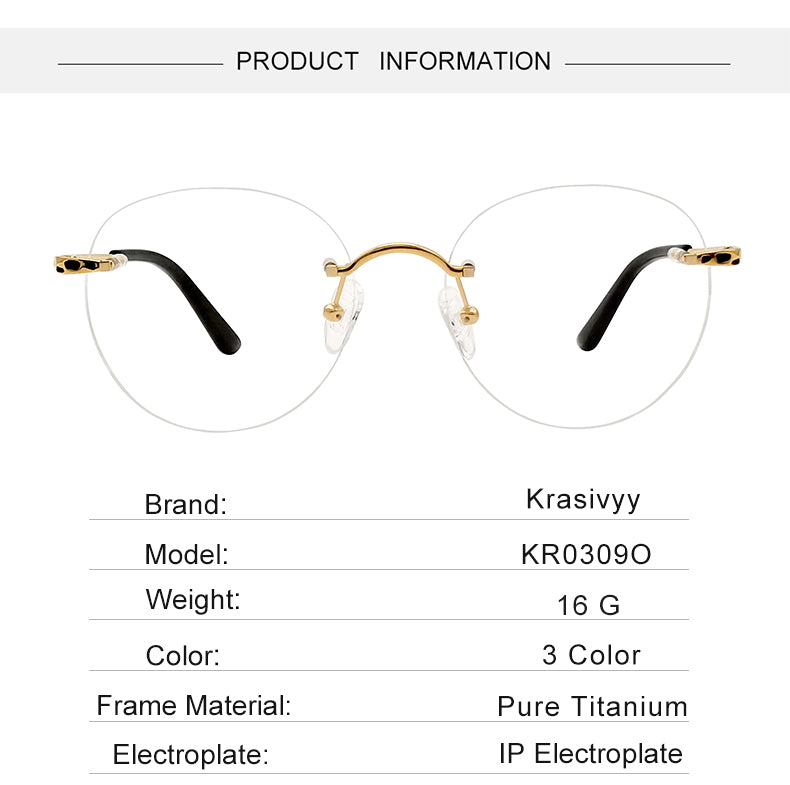 Krasivyy Womens Rimless Round Titanium Eyeglasses 3090 — view 3 | Krasivyy at FuzWeb