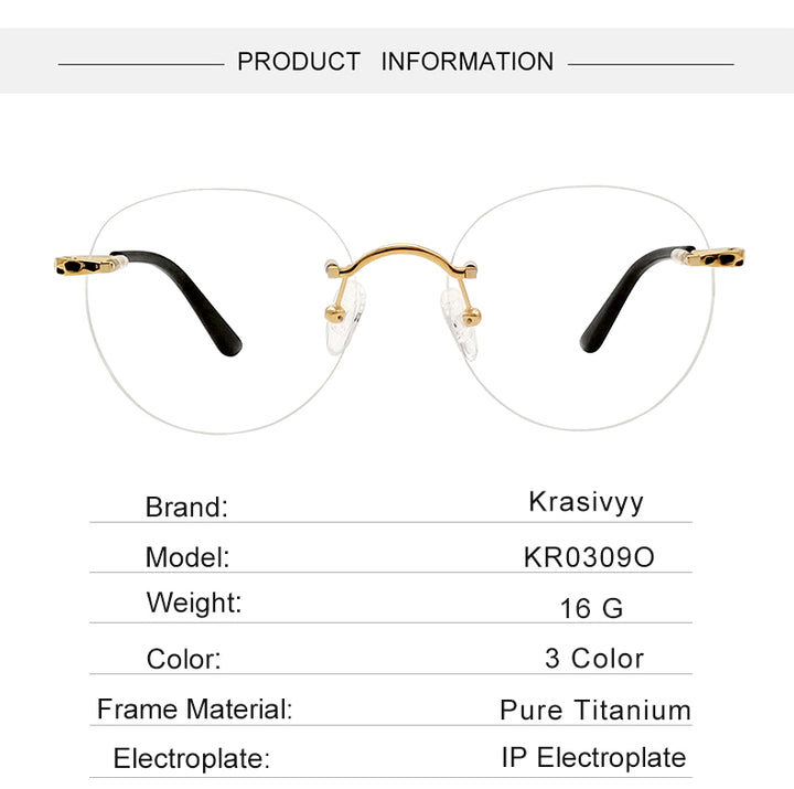 Krasivyy Womens Rimless Round Titanium Eyeglasses 3090 — view 3 | Krasivyy at FuzWeb