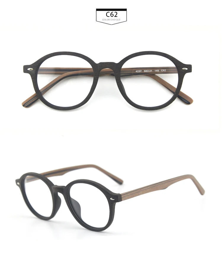 Hdcrafter Unisex Full Rim Round Oval Wood Metal Frame Eyeglasses 4237 — view 20 | Hdcrafter Eyeglasses at FuzWeb