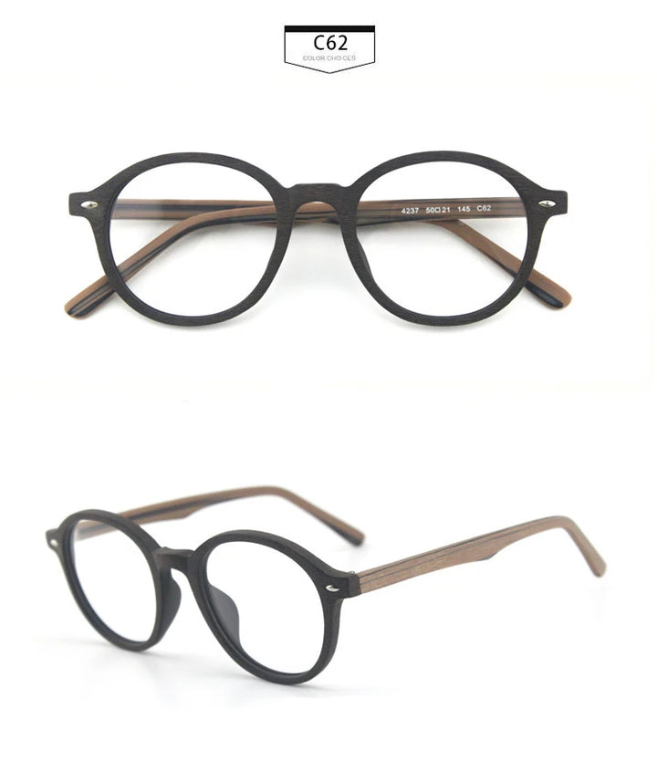 Hdcrafter Unisex Full Rim Round Oval Wood Metal Frame Eyeglasses 4237 — view 20 | Hdcrafter Eyeglasses at FuzWeb