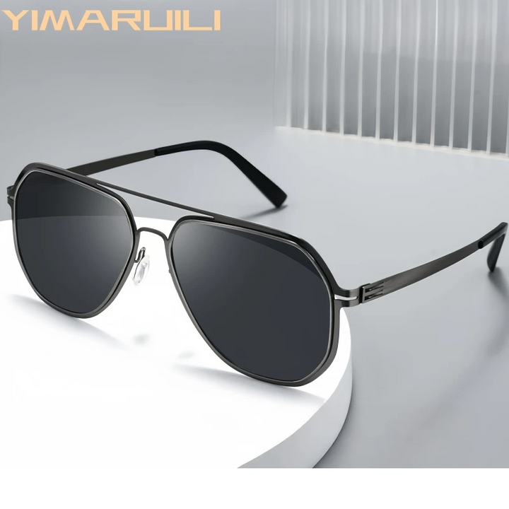 Yimaruili Men's Full Rim Oval Double Bridge Alloy Sunglasses 639688