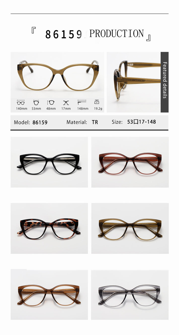 Kocolior Womens Full Rim Cat Eye Tr 90 Alloy Photochromic Reading Glasses 86159 — view 1 | Kocolior at FuzWeb