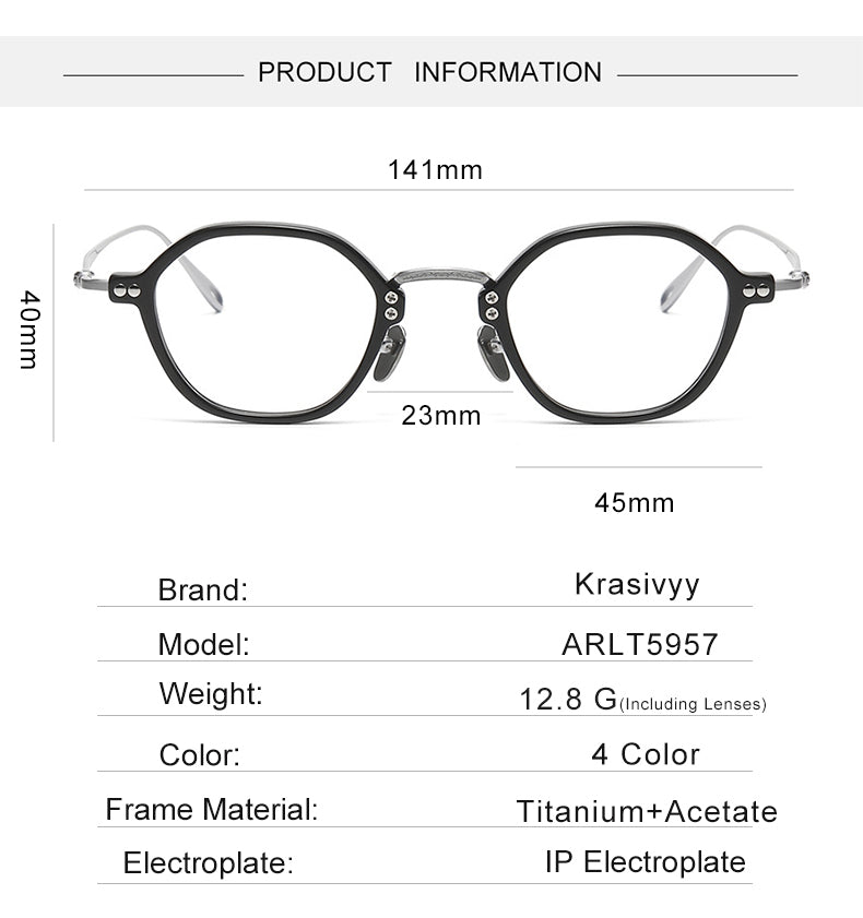 Krasivyy Unisex Full Rim Polygon Oval Titanium Acetate Eyeglasses 35957 — view 1 | Krasivyy at FuzWeb