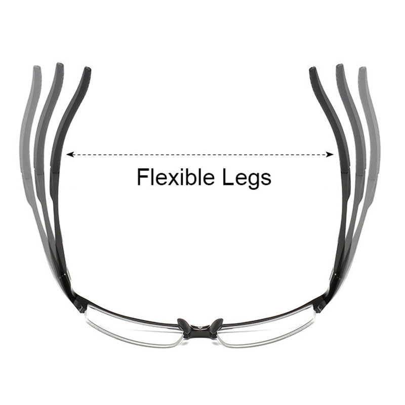 Hdcrafter Mens Semi Rim Square Rectangle Aluminun Alloy Frame Eyeglasses L8177 — view 3 | Hdcrafter Eyeglasses at FuzWeb