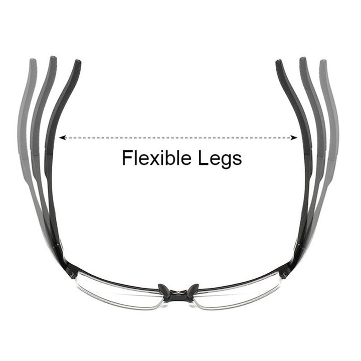 Hdcrafter Mens Semi Rim Square Rectangle Aluminun Alloy Frame Eyeglasses L8177 — view 3 | Hdcrafter Eyeglasses at FuzWeb