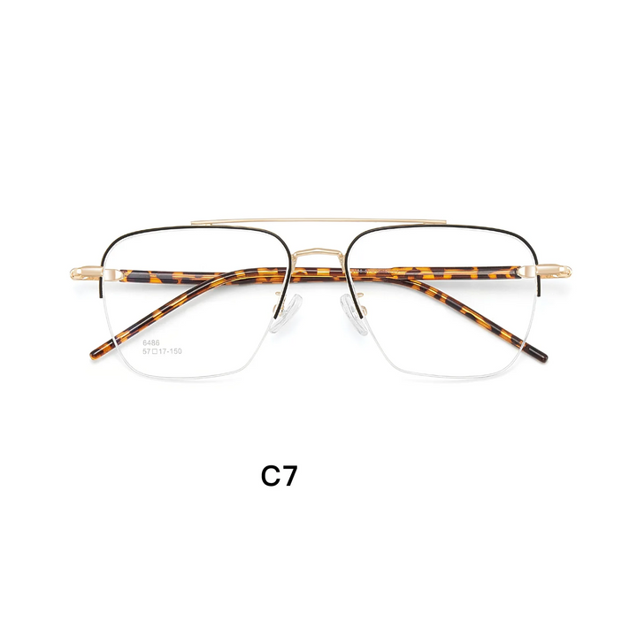 Gmei Optical 6486 men's semi-rimless titanium alloy prescription eyeglasses — view 4
