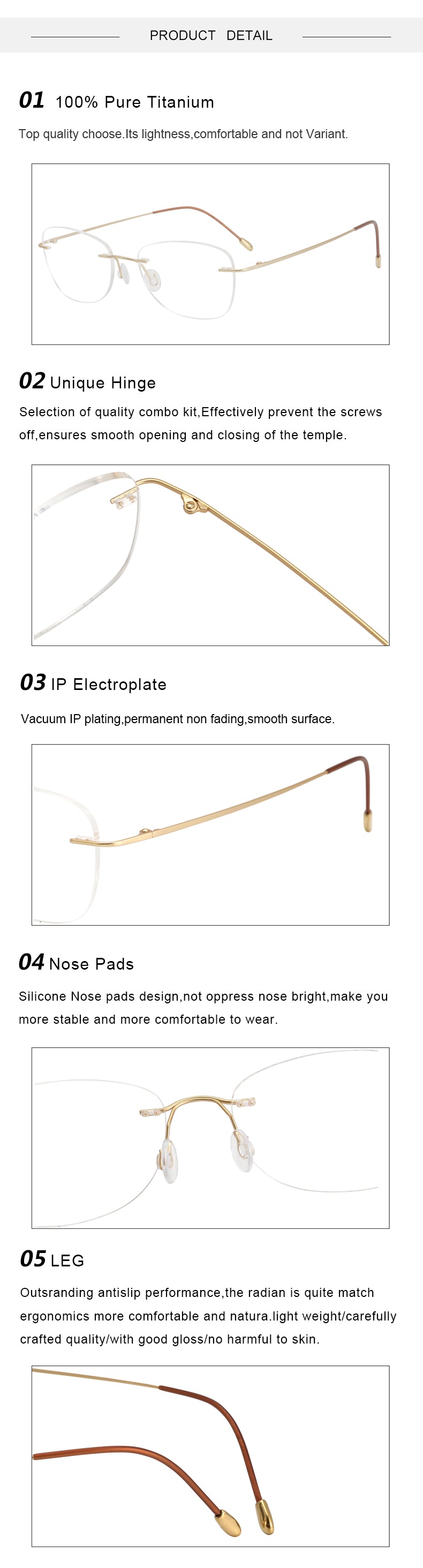 Krasivyy Womens Rimless Polygon Square Titanium Eyeglasses 36013 — view 2 | Krasivyy at FuzWeb