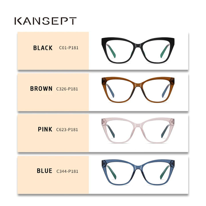 Kansept Womens Full Rim Square Cat Eye Acetate Reading Glasses 2909 — view 5 | Kansept at FuzWeb
