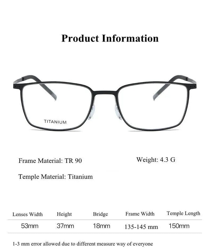 Chashma Ottica Unisex Full Rim Square Tr 90 Titanium Eyeglasses 2886