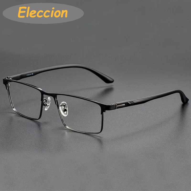 Eleccion Unisex Full Rim Square Tr 90 Titanium Eyeglasses 49952 Full Rim Eleccion Black - Grey