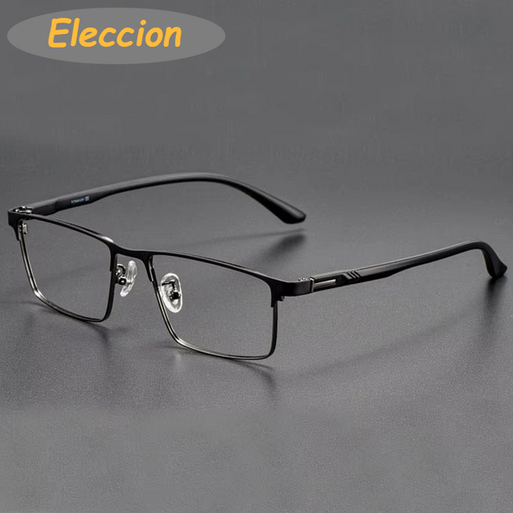 Eleccion Unisex Full Rim Square Tr 90 Titanium Eyeglasses 49952 Full Rim Eleccion Black - Grey