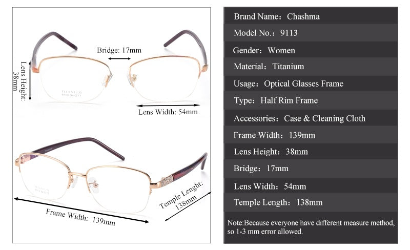 Chashma Unisex Semi Rim Oval Titanium Eyeglasses 39113 — view 1 | Chashma at FuzWeb