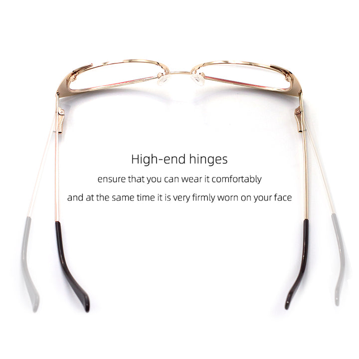 Laoyehui Womens Full Rim Gold Cat Eye Alloy Myopic Reading Glasses Anti-Blue 8077-1 — view 7 | Laoyehui at FuzWeb