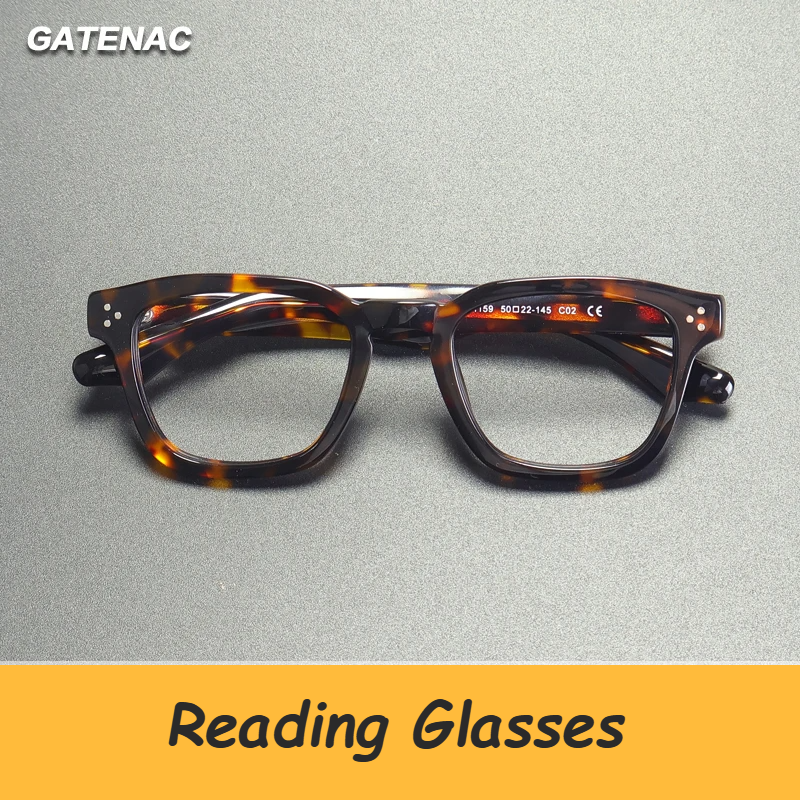 Gatenac Unisex Full Rim Square Acetate Reading Glasses G1159