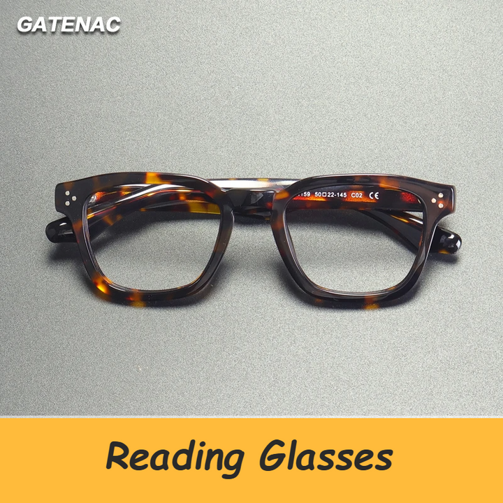 Gatenac Unisex Full Rim Square Acetate Reading Glasses G1159