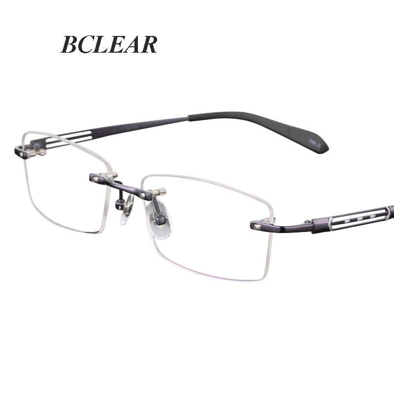 Bclear Unisex Rimless Square Titanium Eyeglasses 89264