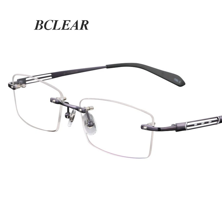 Bclear Unisex Rimless Square Titanium Eyeglasses 89264