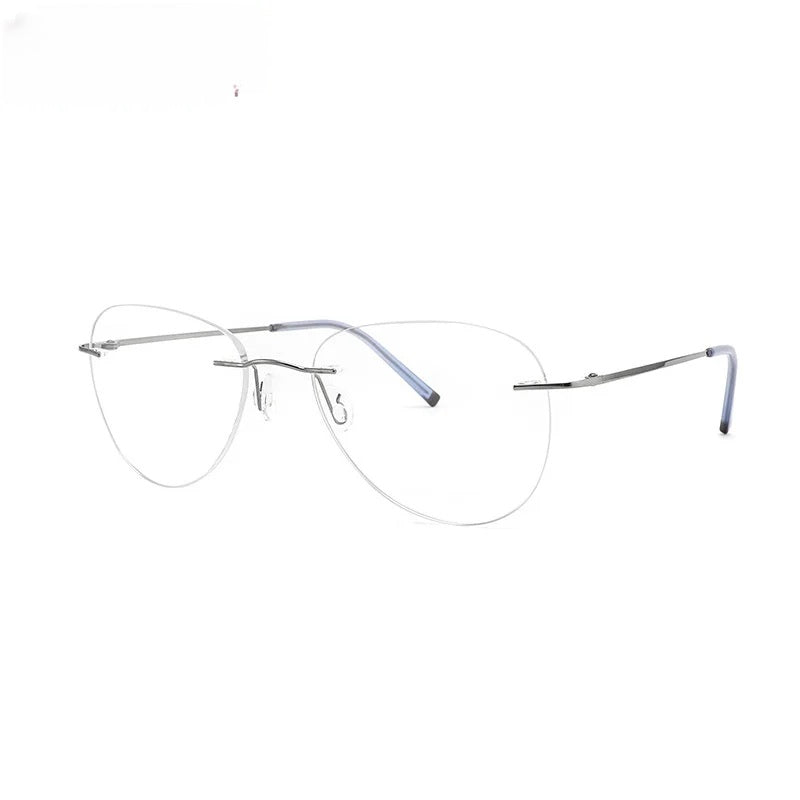 Chashma Unisex Rimless Oval Flat Top Titanium Eyeglasses 888011.