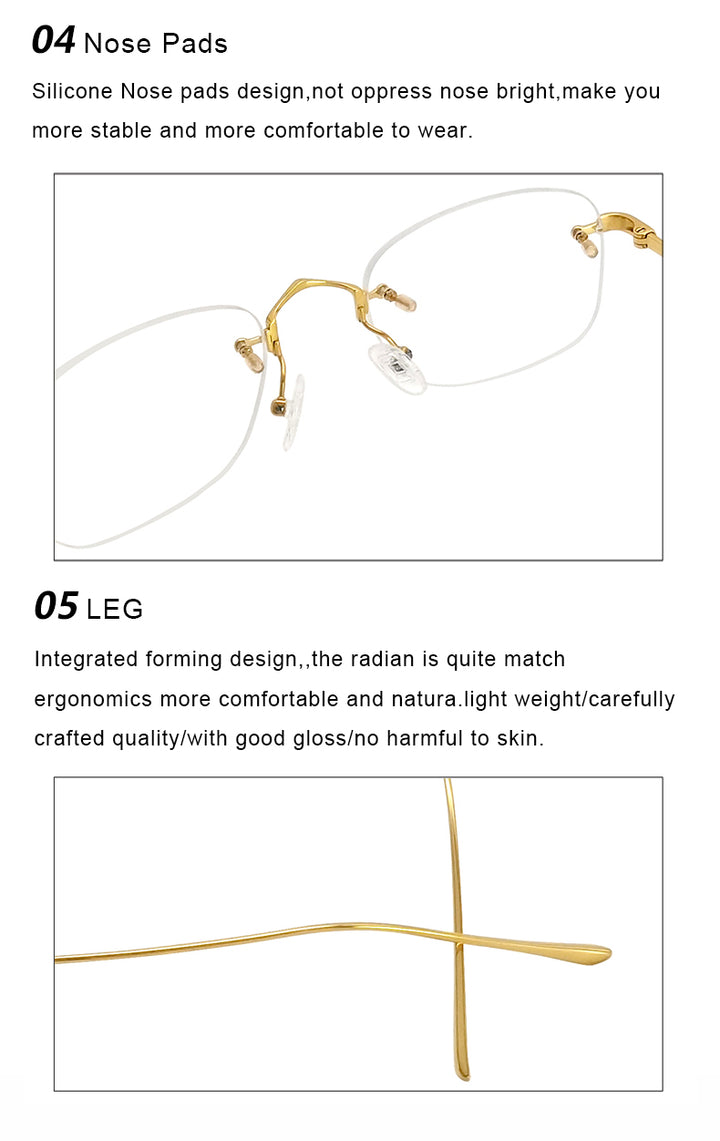 Krasivyy Unisex Rimless Oval Titanium Eyeglasses 2280.