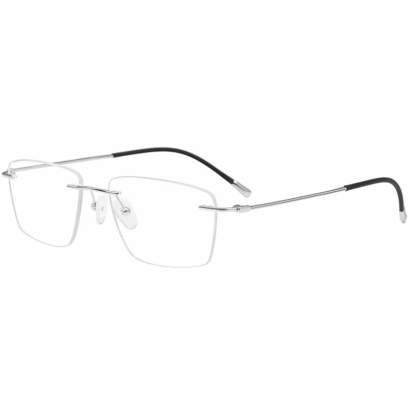 Eleccion Unisex Rimless Square Polygon Titanium Eyeglasses 921422