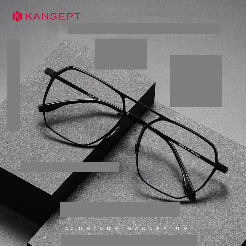 Kansept Unisex Full Rim Square Double Bridge Aluminum Reading Glasses 20239