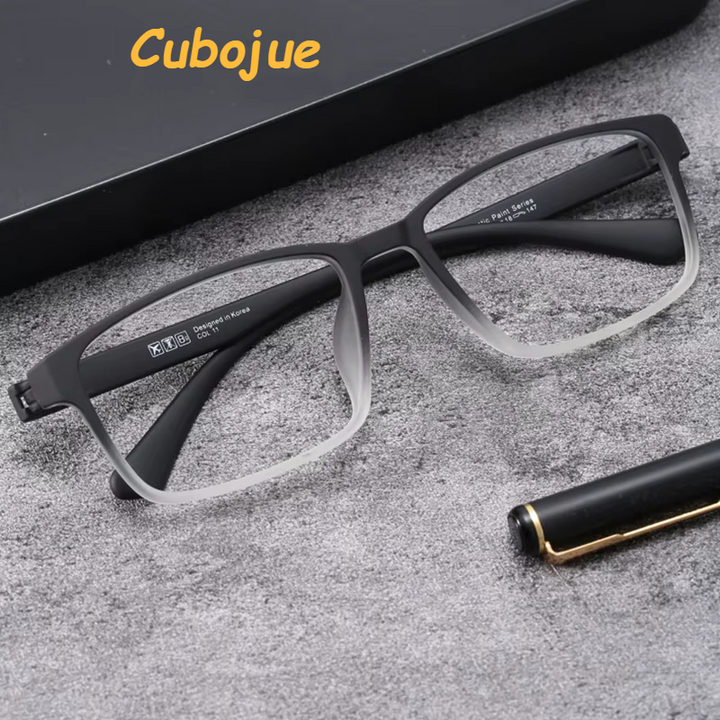 Cubojue Unisex Full Rim Square Tr 90 Titanim Reading Glasses 71557 Reading Glasses Cubojue