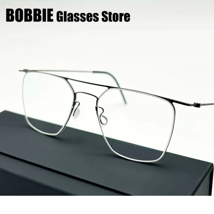 Bobbie Women's Full Rim Square Double Bridge Titanium Eyeglasses 955027