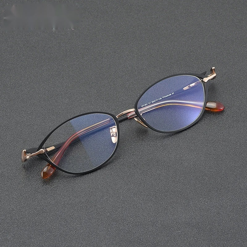 Chashma Ochki Womens Full Rim Oval Cat Eye Titanium Eyeglasses 361001 — view 1 | Chashma Ochki at FuzWeb