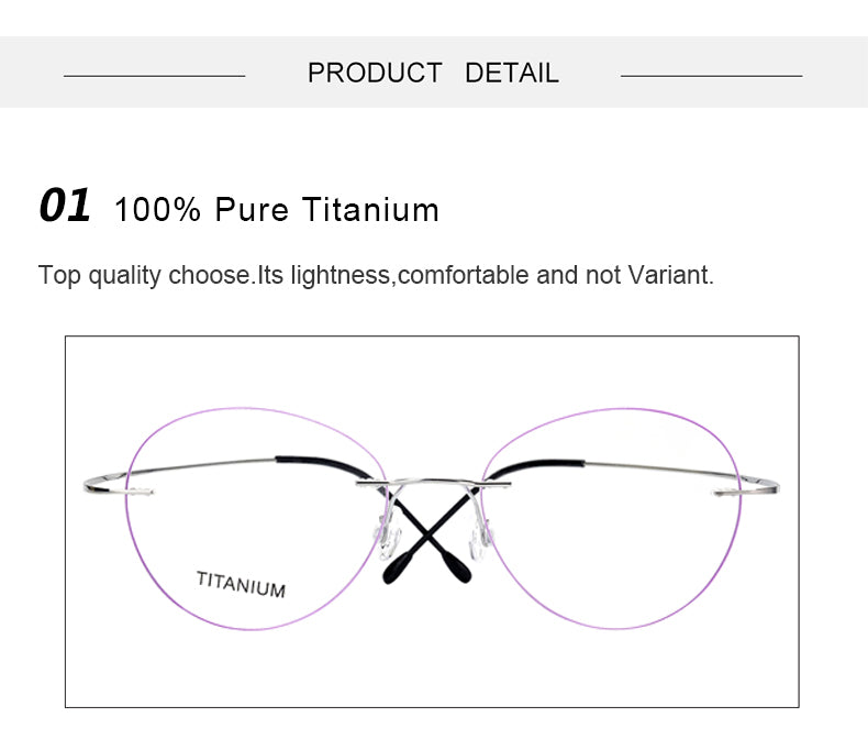 Krasivyy Unisex Rimless Oval Round Titanium Eyeglasses 36019.
