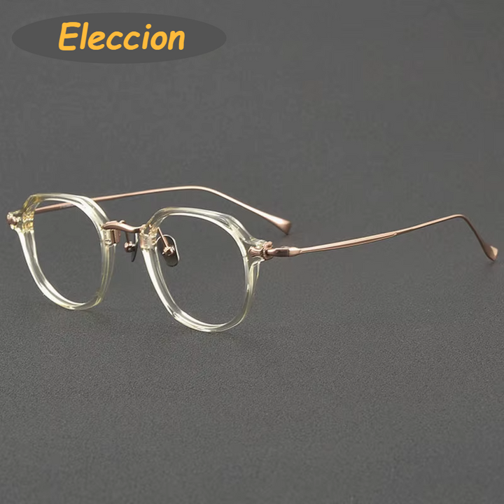 Eleccion Unisex Full Rim Oval Square Acetate Titanium Eyeglasses 481036