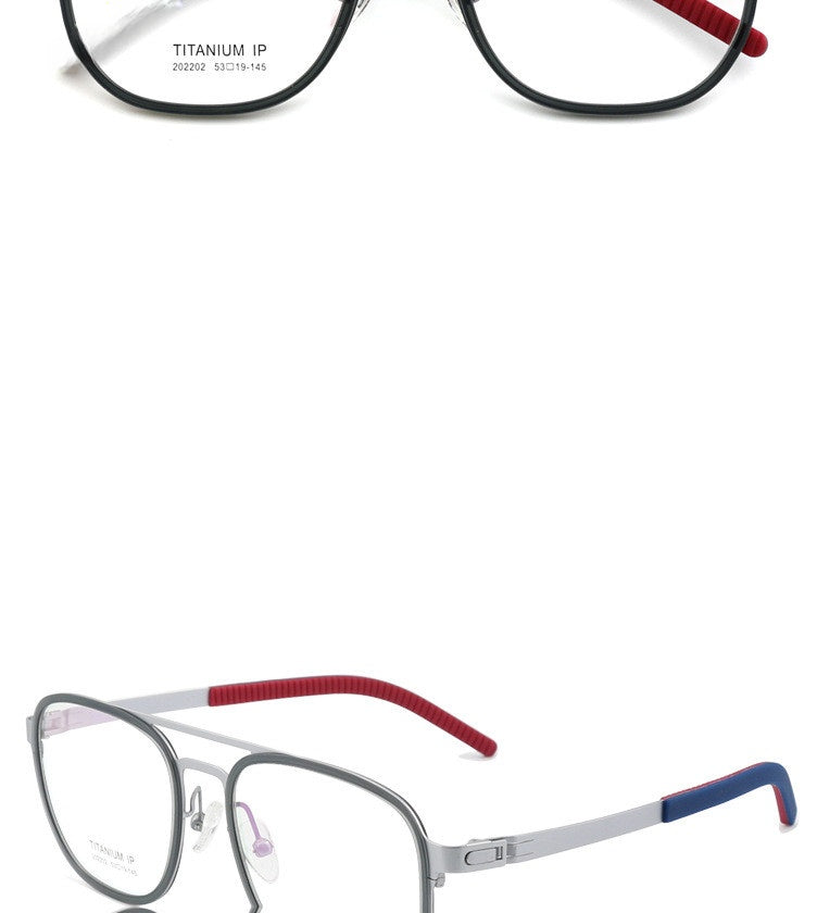 Chashma Ochki Unisex Full Rim Square Double Bridge Titanium Eyeglasses 4422.