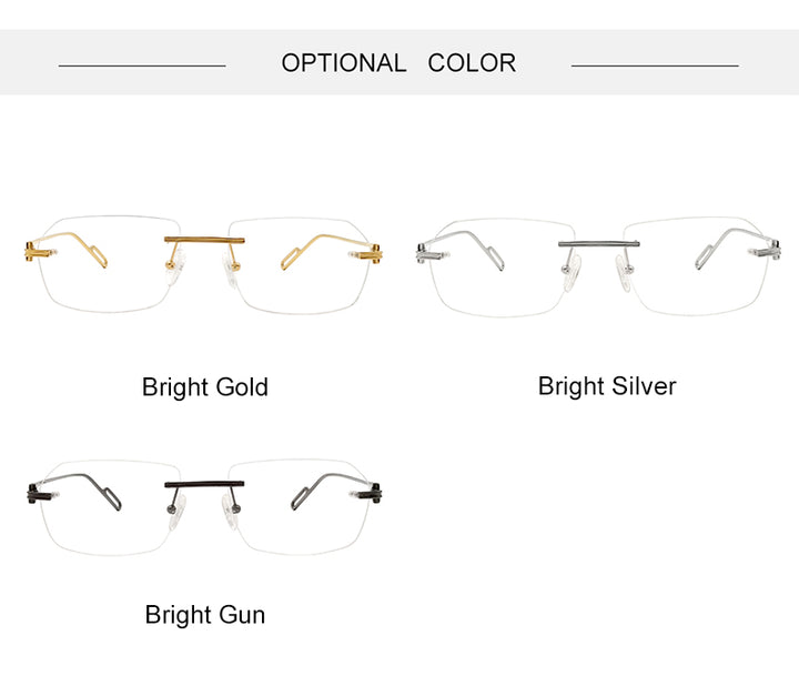 Krasivyy Unisex Rimless Polygon Square Titanium Eyeglasses 1620.