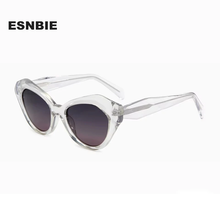 Esnbie Women's Full Rim Cat Eye Scuplted Acetate Sunglasses 230631