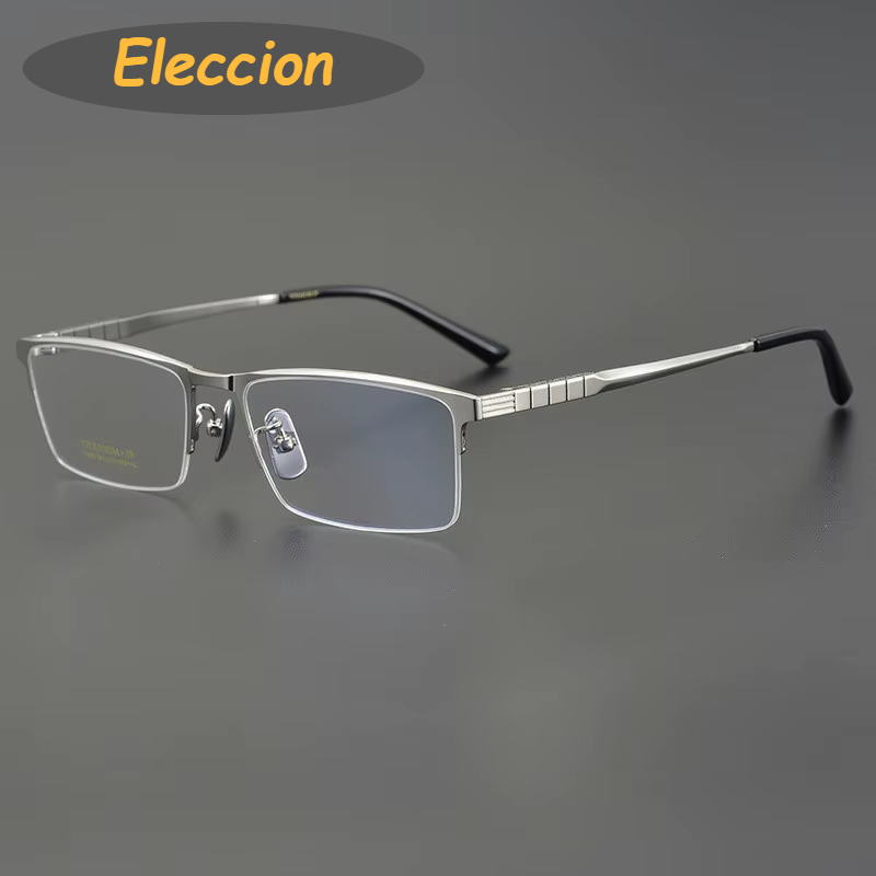 Eleccion Women's Semi Rim Square Titanium Eyeglasses 942065 Semi Rim Eleccion Silver