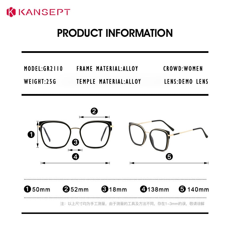 Kansept Womens Full Rim Square Tr 90 Alloy Reading Glasses 72110 — view 1 | Kansept at FuzWeb