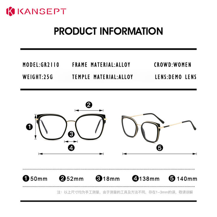 Kansept Womens Full Rim Square Tr 90 Alloy Reading Glasses 72110 — view 1 | Kansept at FuzWeb