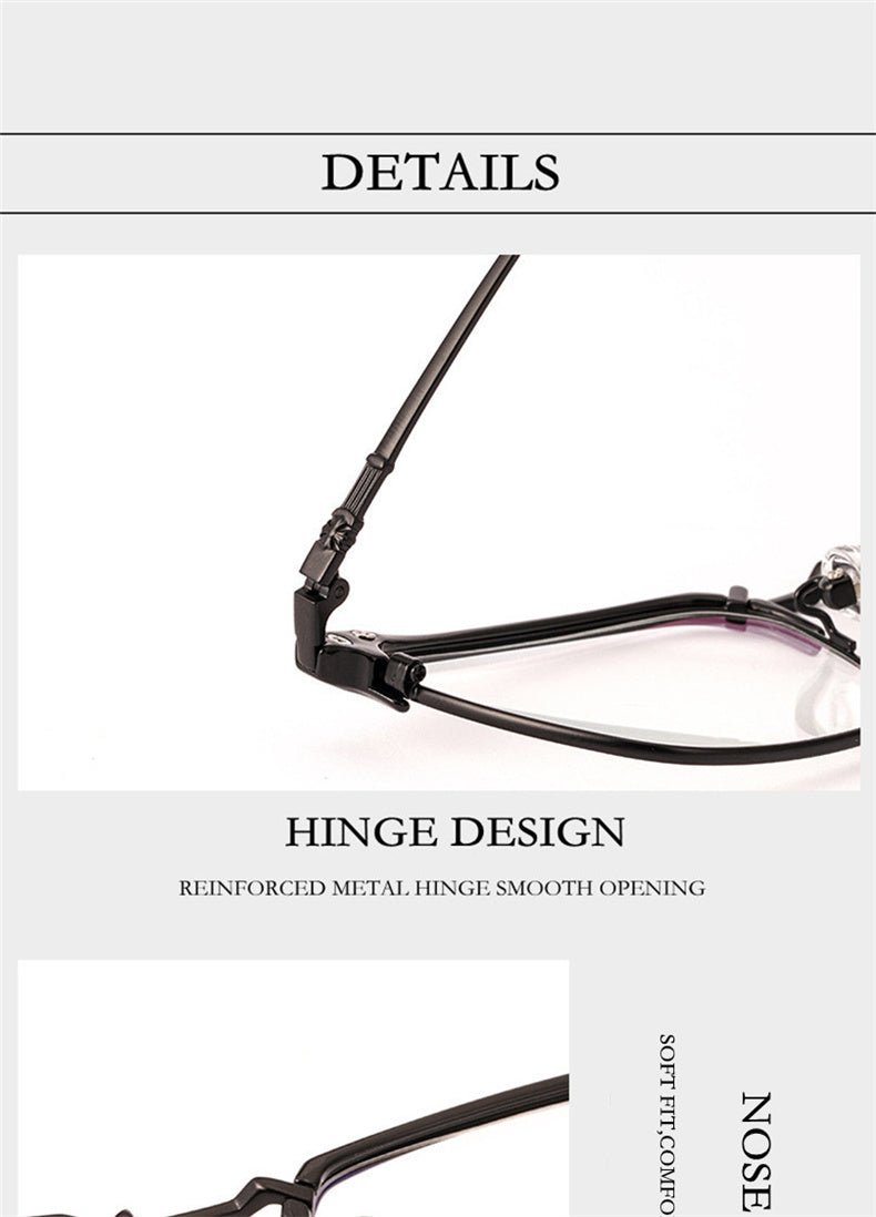 Kocolior Unisex Full Rim Square Titanium Alloy Hyperopic Reading Glasses 8628 — view 5 | Kocolior at FuzWeb