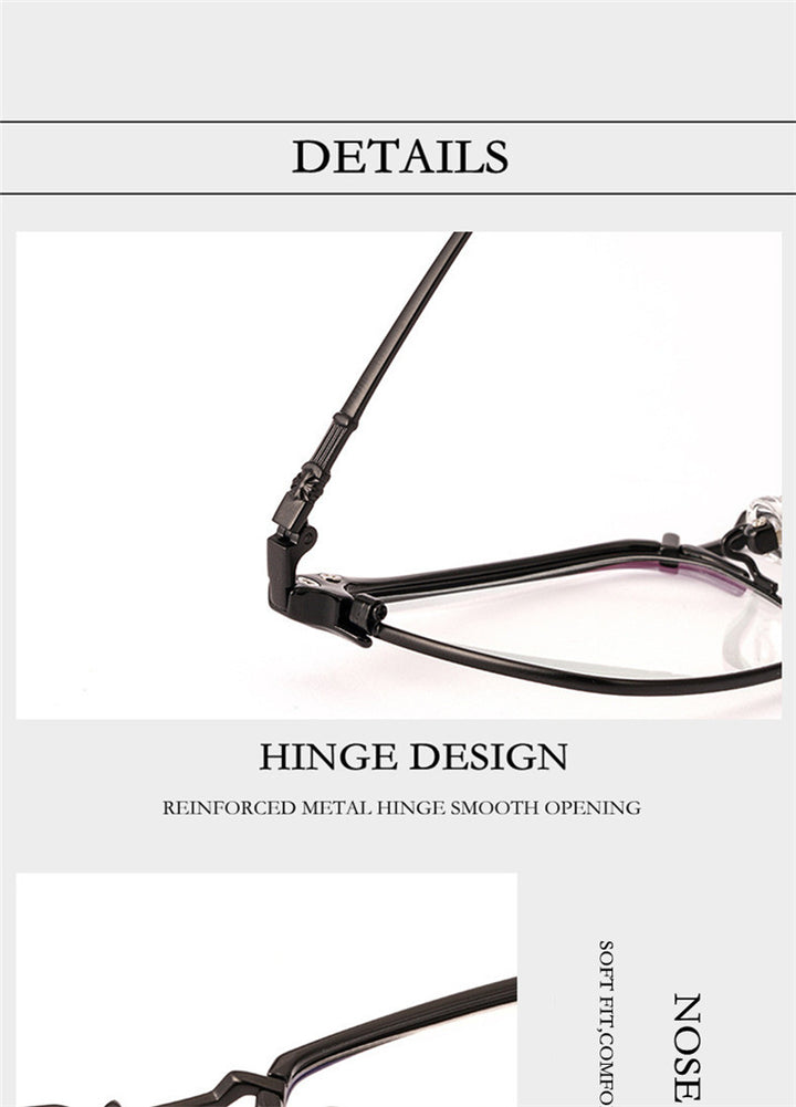 Kocolior Unisex Full Rim Square Titanium Alloy Hyperopic Reading Glasses 8628 — view 5 | Kocolior at FuzWeb