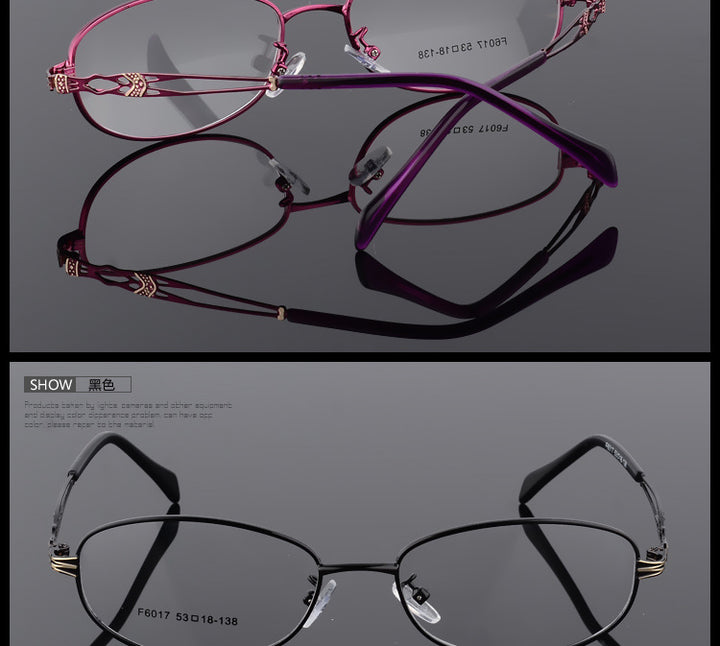 Womens Oval Full Rim Eyeglasses Alloy Frames F6017 — view 7 | Bclear at FuzWeb