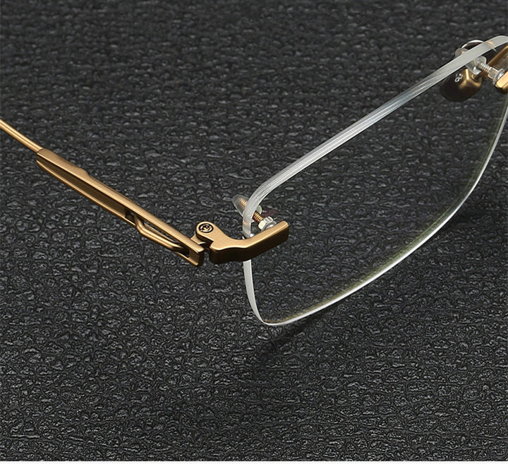 Aimee Unisex Rimless Polygon Square Titanium Eyeglasses 80814 — view 6 | Aimee at FuzWeb