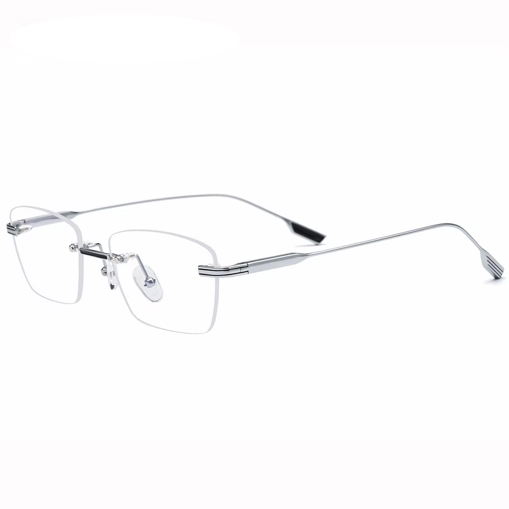 Eleccion Women's Rimless Square Titanium Eyeglasses 185643 Rimless Eleccion Silver