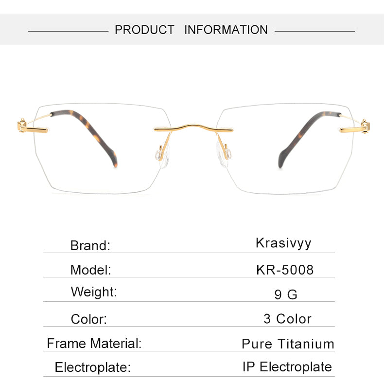 Krasivyy Womens Rimless Square Screwless Titanium Eyeglasses 35008 — view 1 | Krasivyy at FuzWeb