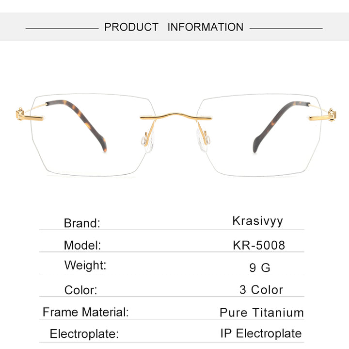 Krasivyy Womens Rimless Square Screwless Titanium Eyeglasses 35008 — view 1 | Krasivyy at FuzWeb