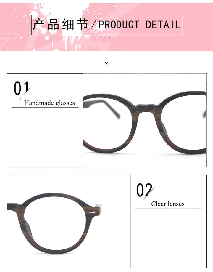 Hdcrafter Unisex Full Rim Round Oval Wood Metal Frame Eyeglasses 4237 — view 5 | Hdcrafter Eyeglasses at FuzWeb