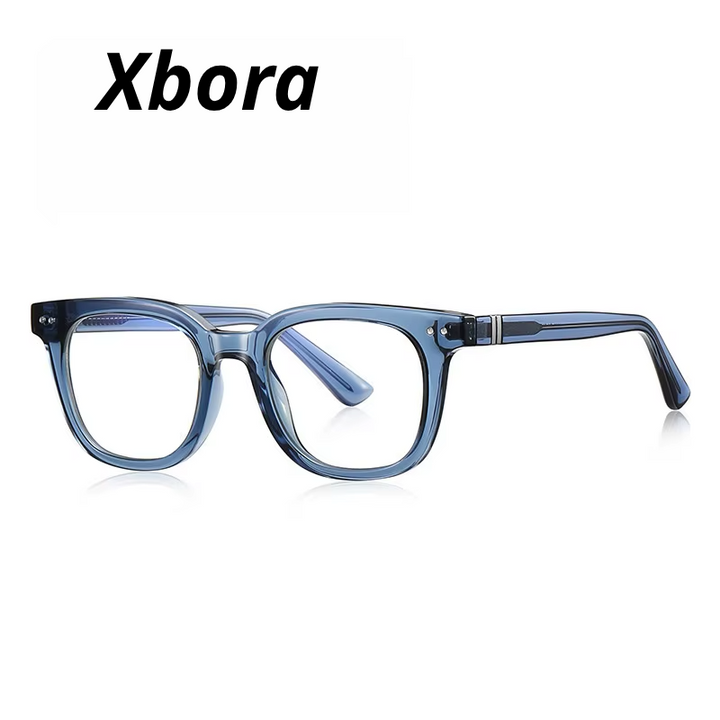 Xbora Unisex Full Rim Brow Line Square Tr 90 Alloy Eyeglasses 542229