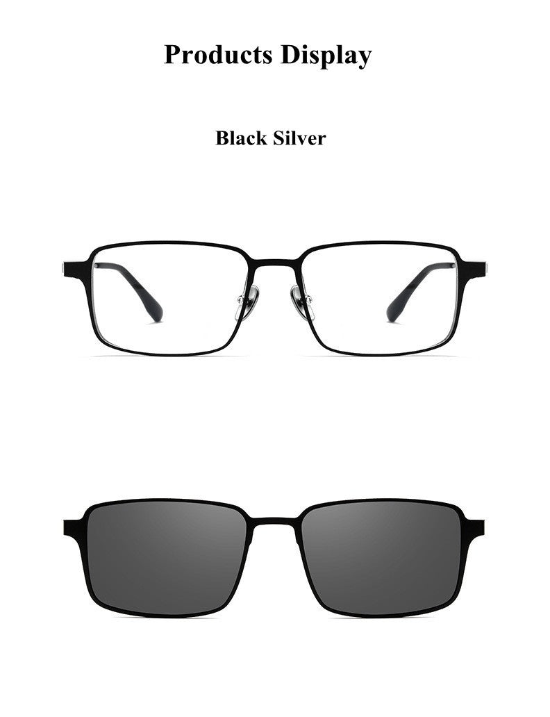Chashma Ochki Mens Full Rim Square Tr 90 Titanium Eyeglasses Clip On Sunglasses 39909 — view 2 | Chashma Ochki at FuzWeb