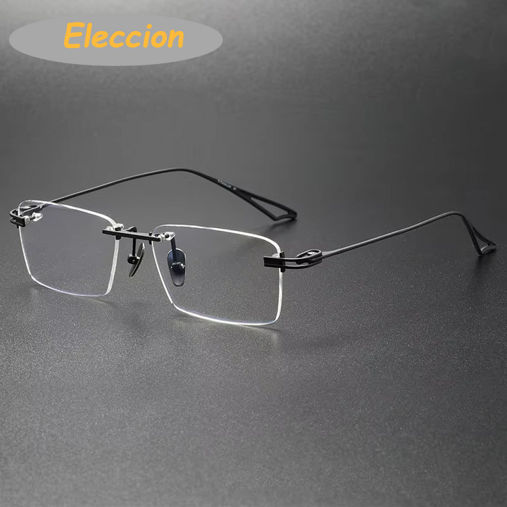 Eleccion Unisex Rimless Square Titanium Eyeglasses 14034