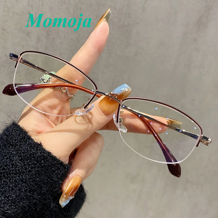 Momoja Women's Semi Rim Square Titanium Eyeglasses 23006