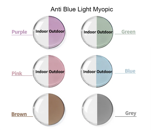 Hewei Single Vision Photochromic Myopic Anti Blue Lenses Lenses Hewei Lenses   